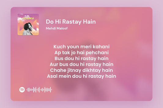 Do hi rastay hain by Mehdi Maloof spotify song postcard
