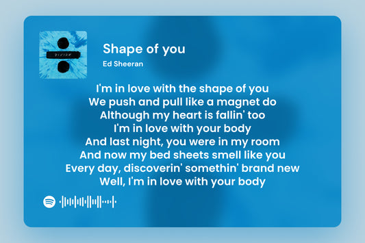 Shape of you song by Ed Sheeran postcard
